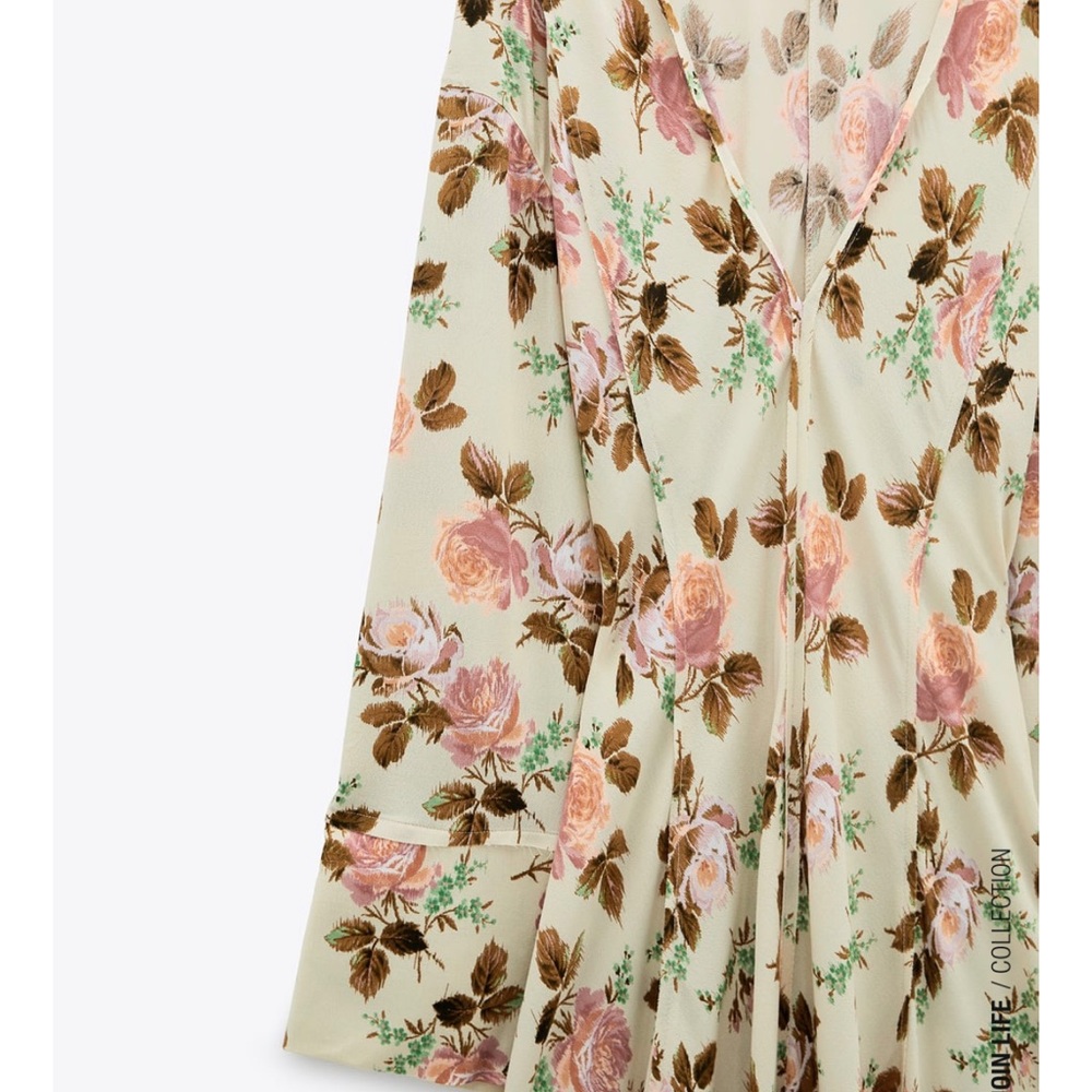 Zara Cream Floral Print Dress XS And M - Picture 7 of 9